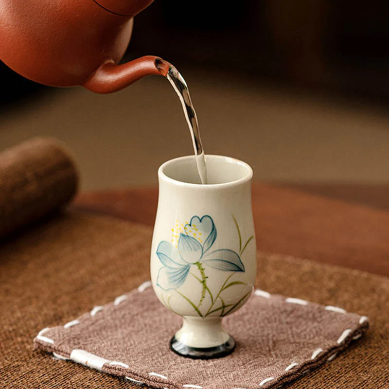 Tazza da tè in ceramica con fiore di loto dipinto a mano, Buddha Stones, tazza da tè Kung Fu - Image 14