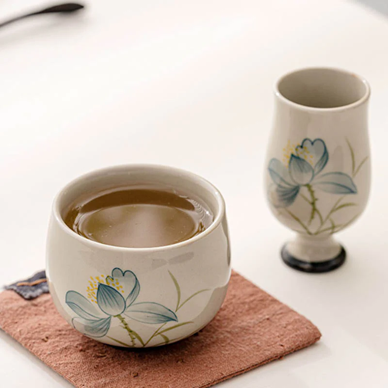 Tazza da tè in ceramica con fiore di loto dipinto a mano, Buddha Stones, tazza da tè Kung Fu - Image 15
