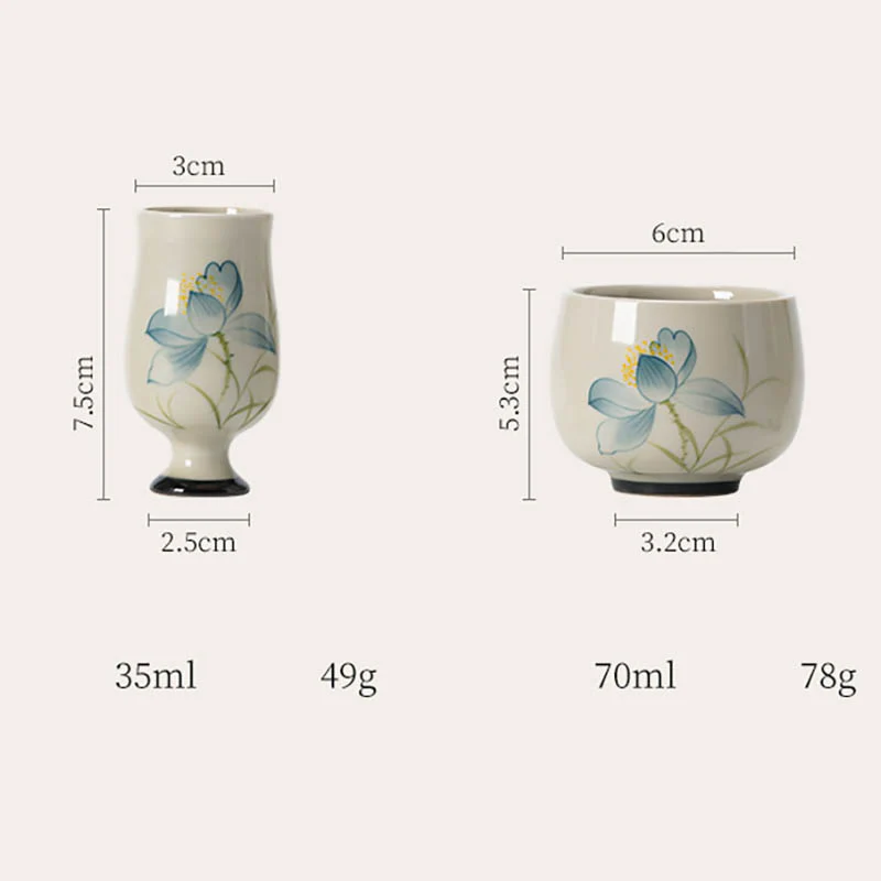 Tazza da tè in ceramica con fiore di loto dipinto a mano, Buddha Stones, tazza da tè Kung Fu - Image 16