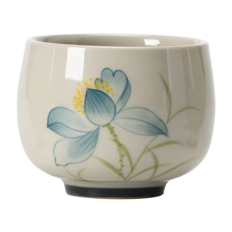 Tazza da tè in ceramica con fiore di loto dipinto a mano, Buddha Stones, tazza da tè Kung Fu - Image 8