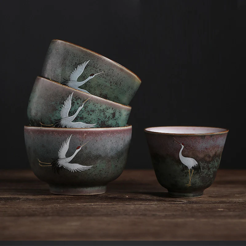 Tazza da tè in ceramica con gru di buon auspicio , Buddha Stones, tazza da tè Kung Fu - Image 2
