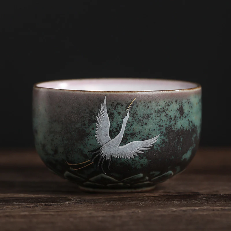 Tazza da tè in ceramica con gru di buon auspicio , Buddha Stones, tazza da tè Kung Fu - Image 4