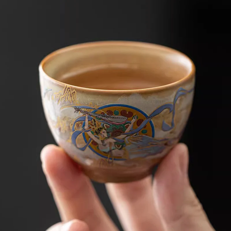 Tazza da tè in ceramica Gaiwan Sancai con Buddha Stones Dunhuang Flying Apsaras Tazza da tè Kung Fu con coperchio - Image 14