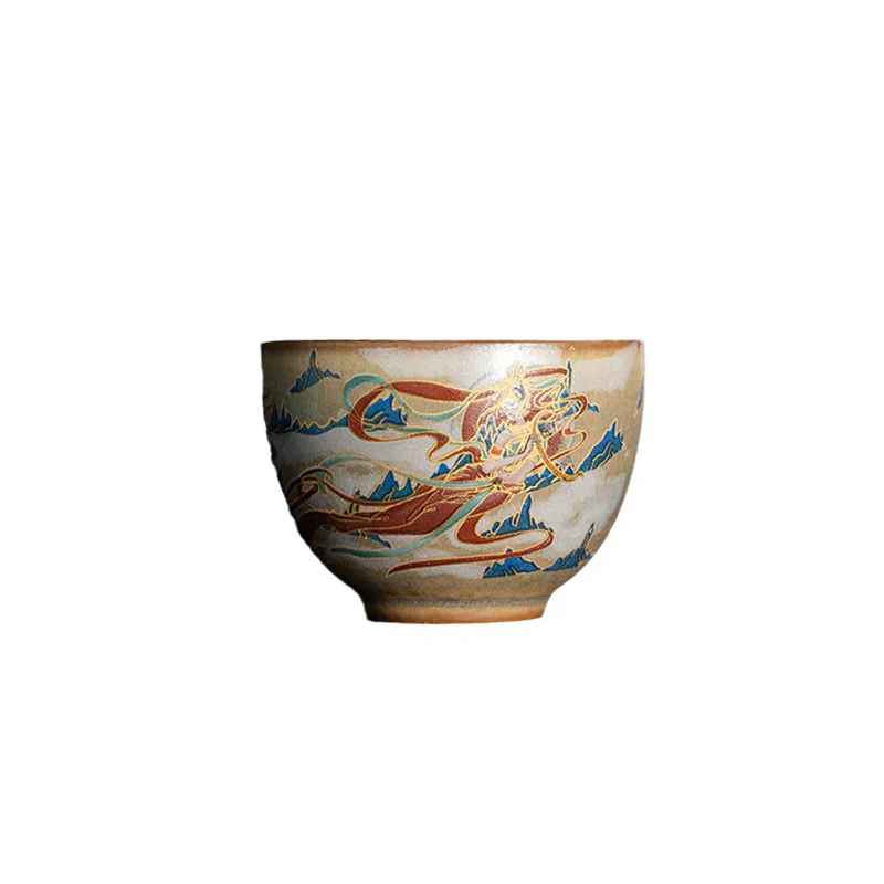 Tazza da tè in ceramica Gaiwan Sancai con Buddha Stones Dunhuang Flying Apsaras Tazza da tè Kung Fu con coperchio - Image 25