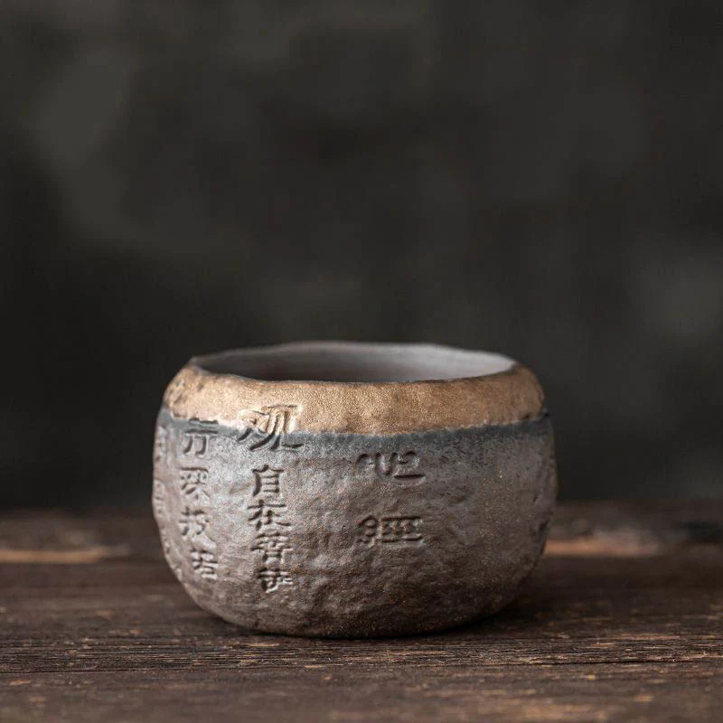 Tazza da tè in ceramica incisa Buddha Stones Heart Sutra Kung Fu Tea Cup 130ml - Image 2