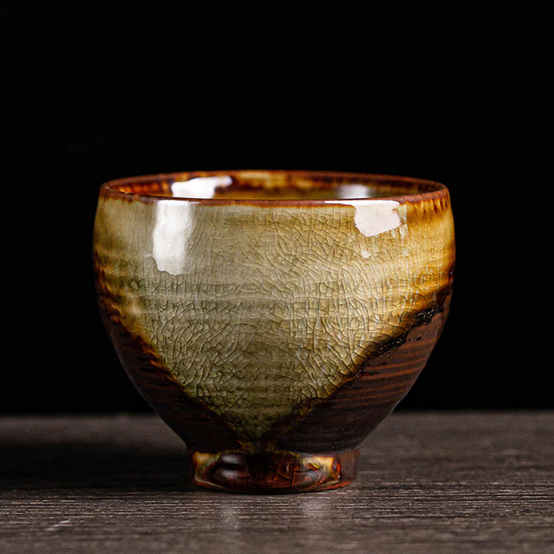 Tazza da tè in ceramica Kung Fu con cambio forno marrone retrò Buddha Stones - Image 2