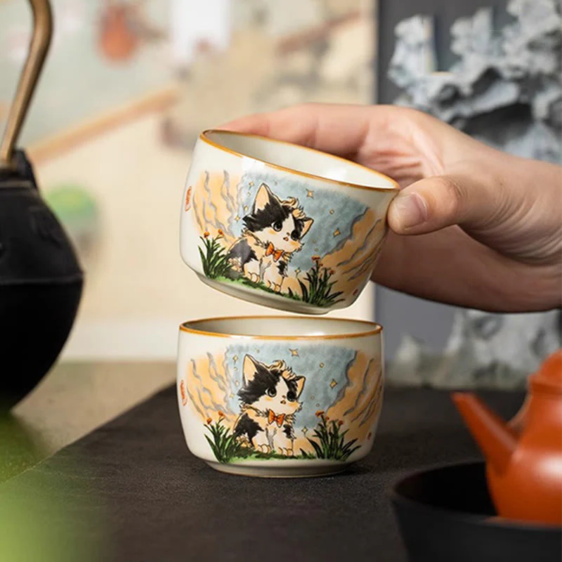 Tazza da tè Kung Fu con fiocco e gatto, motivo: Buddha Stones - Image 7