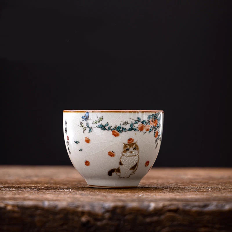 Tazza da tè Kung Fu con gatto e farfalla, Buddha Stones - Image 2