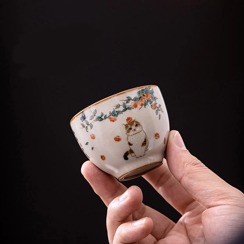 Tazza da tè Kung Fu con gatto e farfalla, Buddha Stones - Image 3