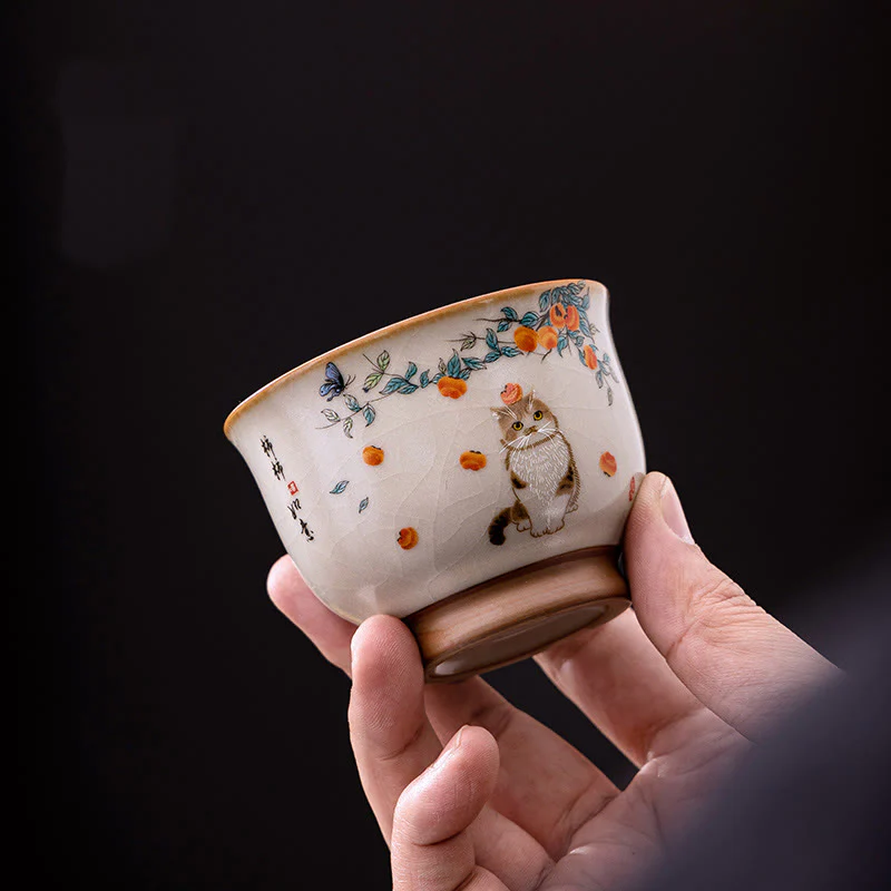 Tazza da tè Kung Fu con gatto e farfalla, Buddha Stones - Image 9