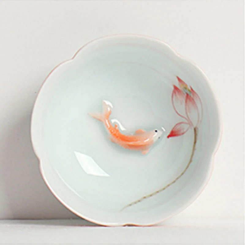 Tazza da tè Kung Fu con mano di loto e pesce koi in Buddha Stones - Image 2