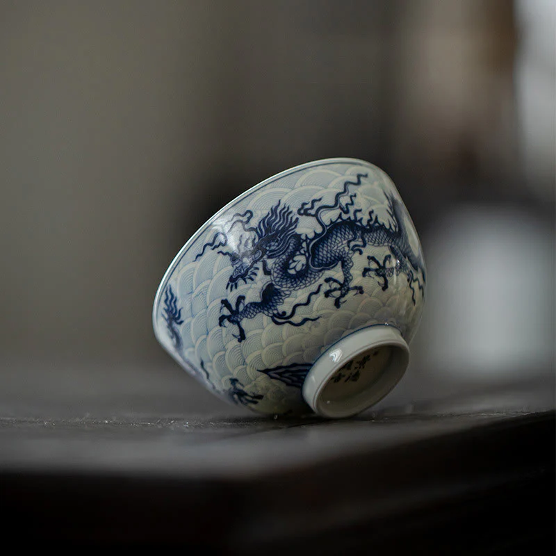 Tazze da tè in ceramica con motivo drago blu Buddha Stones Kung Fu - Image 3