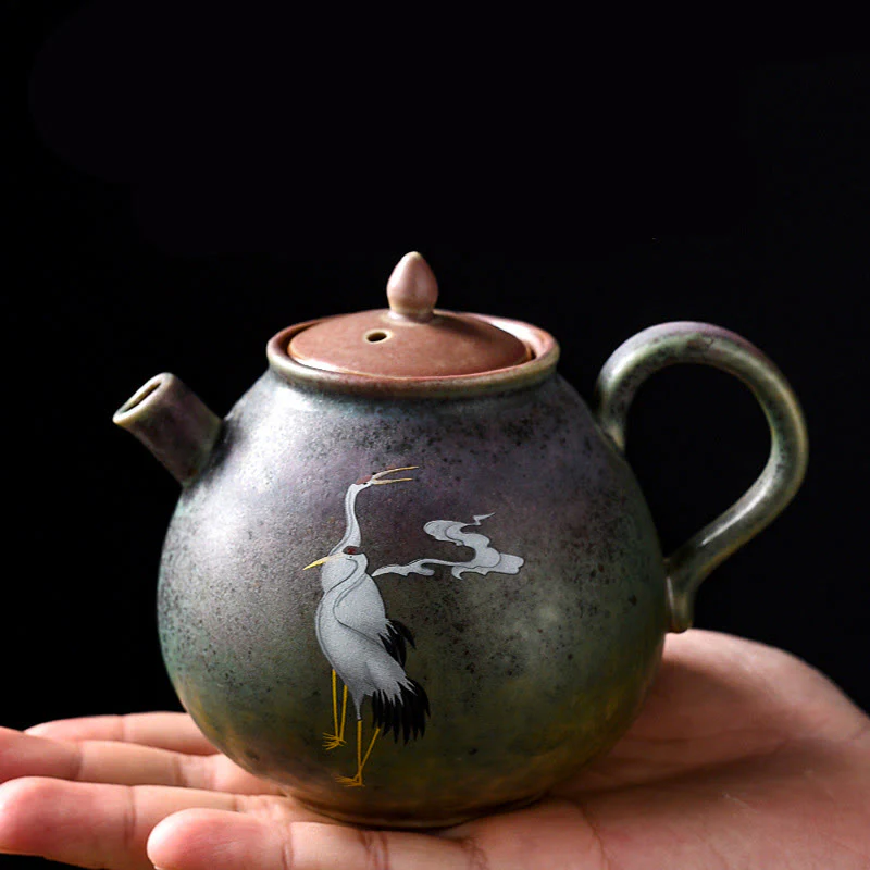 Teiera in ceramica Kung Fu cinese Gongfu, Buddha Stones , gru bianca, nuvola - Image 13