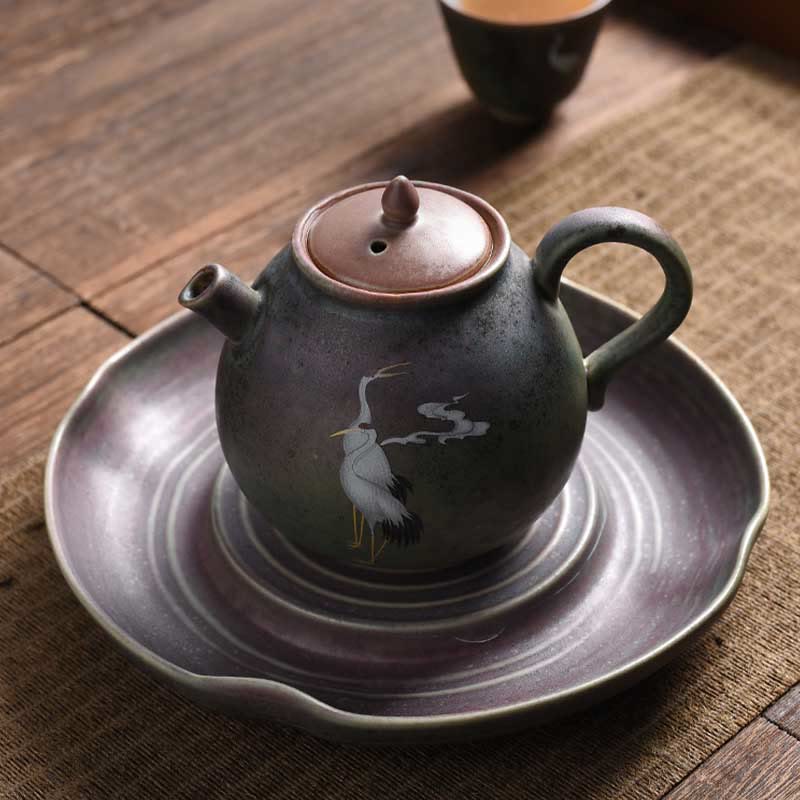 Teiera in ceramica Kung Fu cinese Gongfu, Buddha Stones , gru bianca, nuvola - Image 14