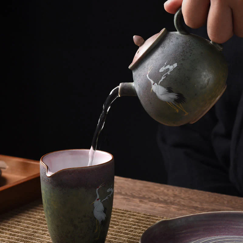 Teiera in ceramica Kung Fu cinese Gongfu, Buddha Stones , gru bianca, nuvola - Image 16