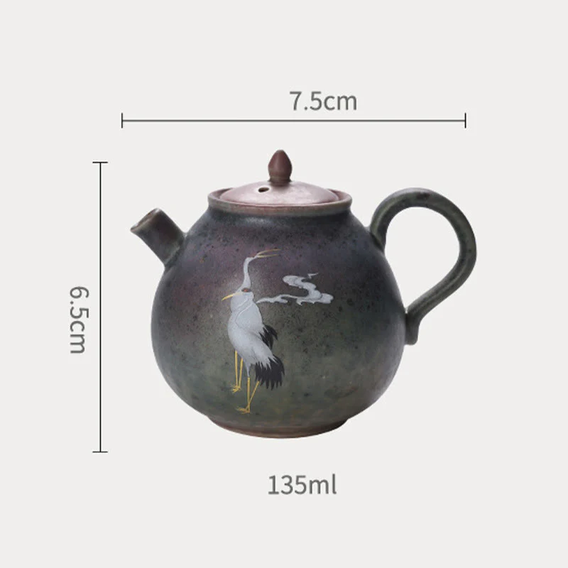 Teiera in ceramica Kung Fu cinese Gongfu, Buddha Stones , gru bianca, nuvola - Image 18