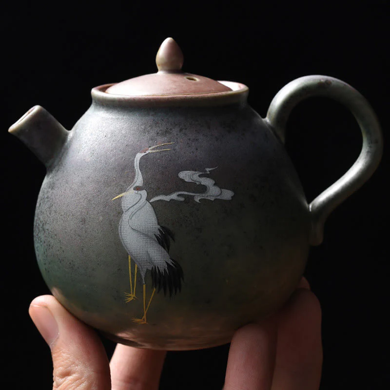 Teiera in ceramica Kung Fu cinese Gongfu, Buddha Stones , gru bianca, nuvola - Image 6