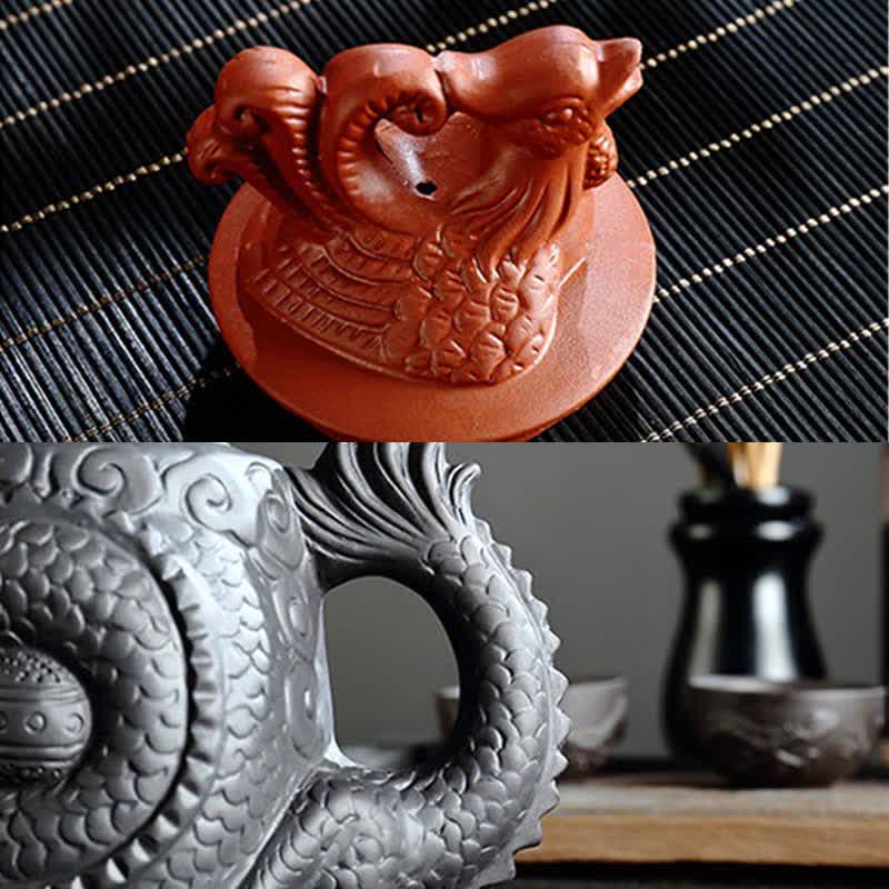 Teiera in ceramica vintage Dragon Phoenix - Image 15