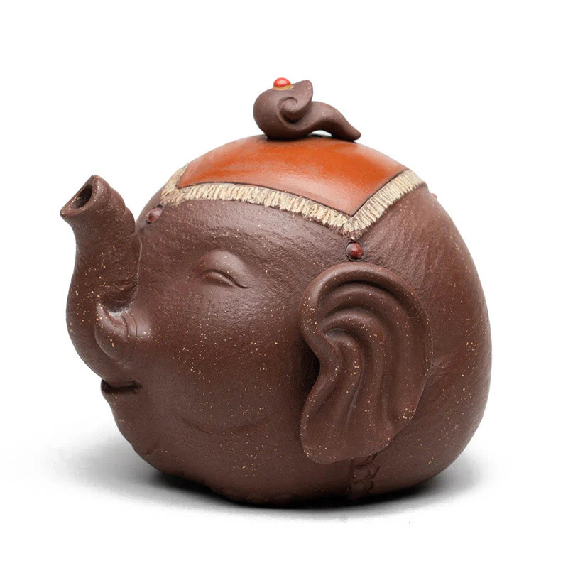 Teiera in ceramica viola con Buddha Stones, elefante carino e nuvole di buon auspicio - Image 10