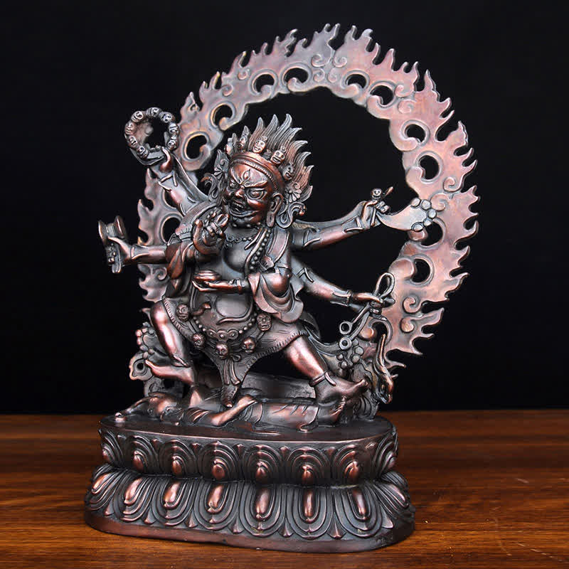 Tibet Mahakala Bodhisattva Figurina Compassione Statua in Rame Decorazione - Image 7