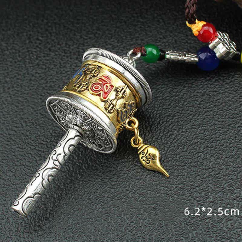 Tibet Om Mani Padme Hum Ruota di preghiera Borsa con nappa Decorazione da appendere all'auto - Image 8