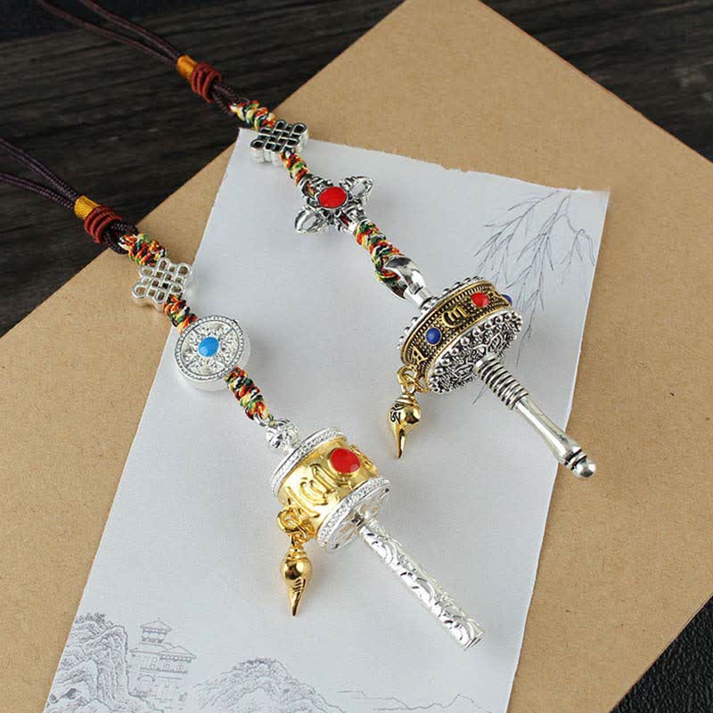 Tibet Om Mani Padme Hum Ruota di preghiera Pace Borsa girevole Decorazione da appendere all'auto - Image 10