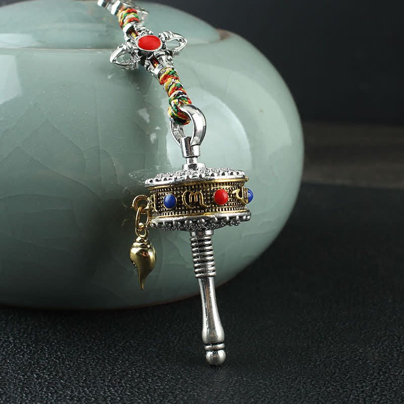 Tibet Om Mani Padme Hum Ruota di preghiera Pace Borsa girevole Decorazione da appendere all'auto - Image 13