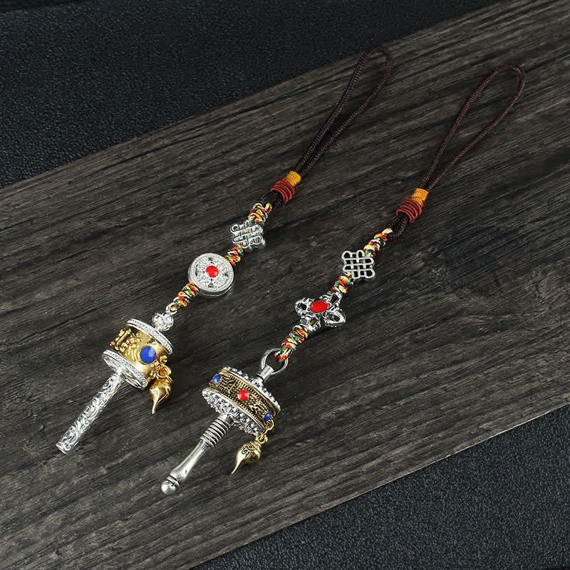 Tibet Om Mani Padme Hum Ruota di preghiera Pace Borsa girevole Decorazione da appendere all'auto - Image 4