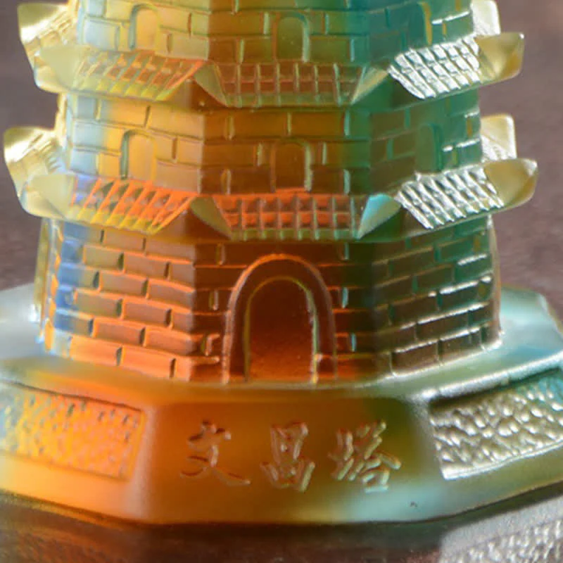 Torre di Wenchang Feng Shui fatta a mano in cristallo Liuli Pagoda Pezzo d'arte Fortuna Decorazione per ufficio in casa - Image 12