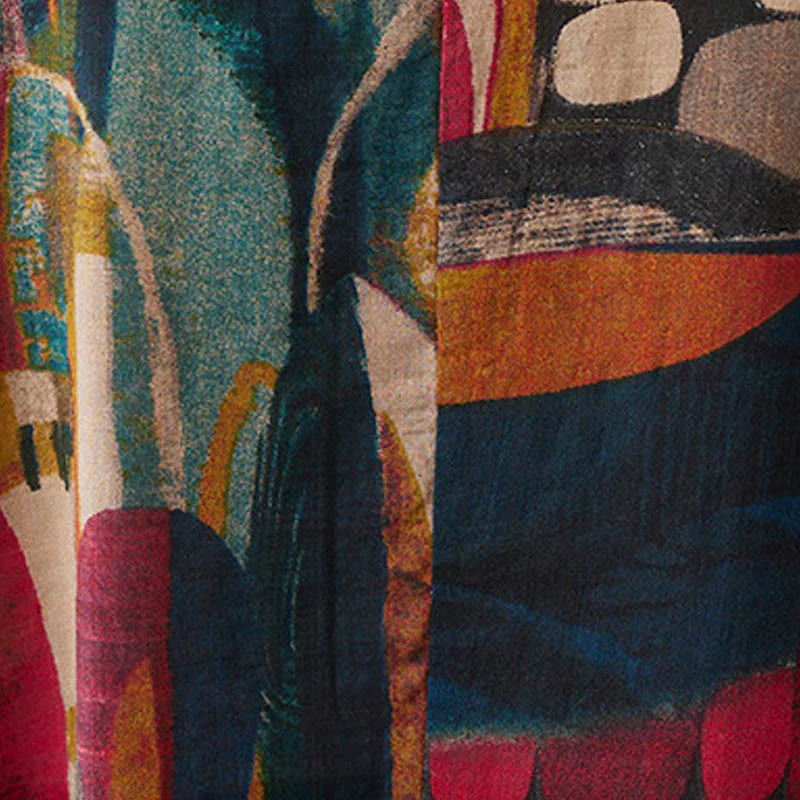 Vestito midi con grafica colorata Buddha Stones , tunica in cotone a mezza manica con tasche - Image 12