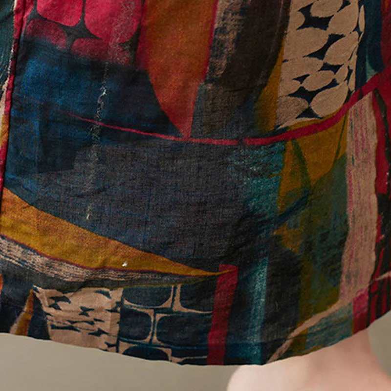 Vestito midi con grafica colorata Buddha Stones , tunica in cotone a mezza manica con tasche - Image 13