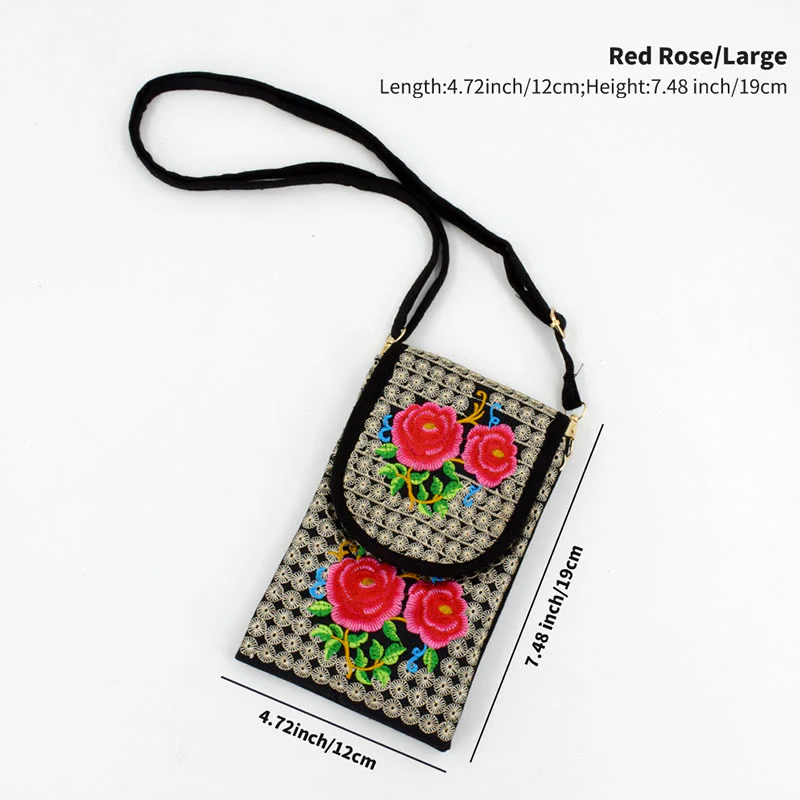 Zaino in tela con ricamo a forma di fiore di Inula con pietre Buddha Stones e rosa, borsa a tracolla - Image 14