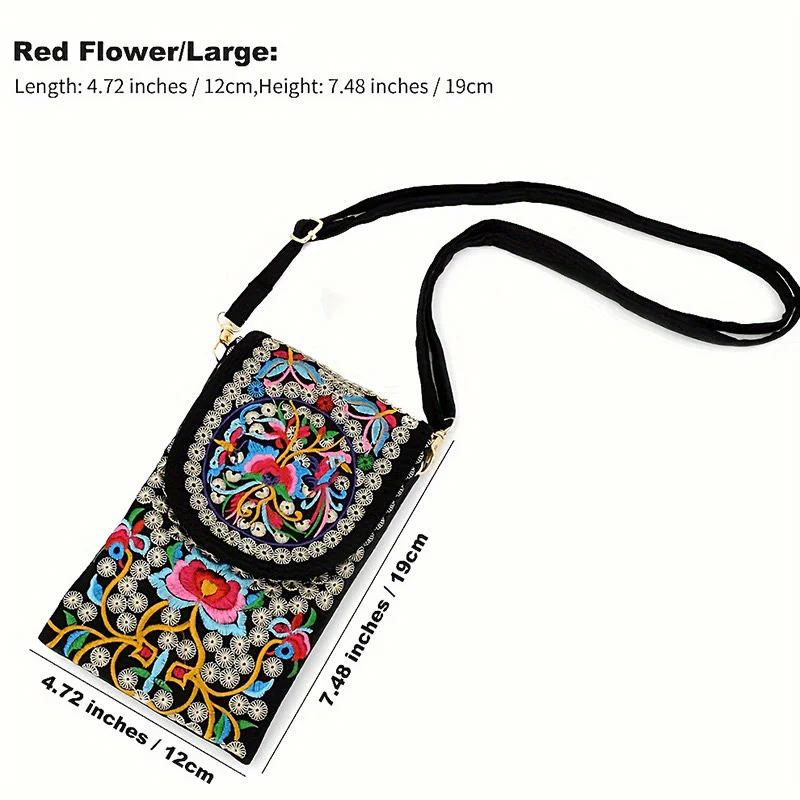 Zaino in tela con ricamo a forma di fiore di Inula con pietre Buddha Stones e rosa, borsa a tracolla - Image 2