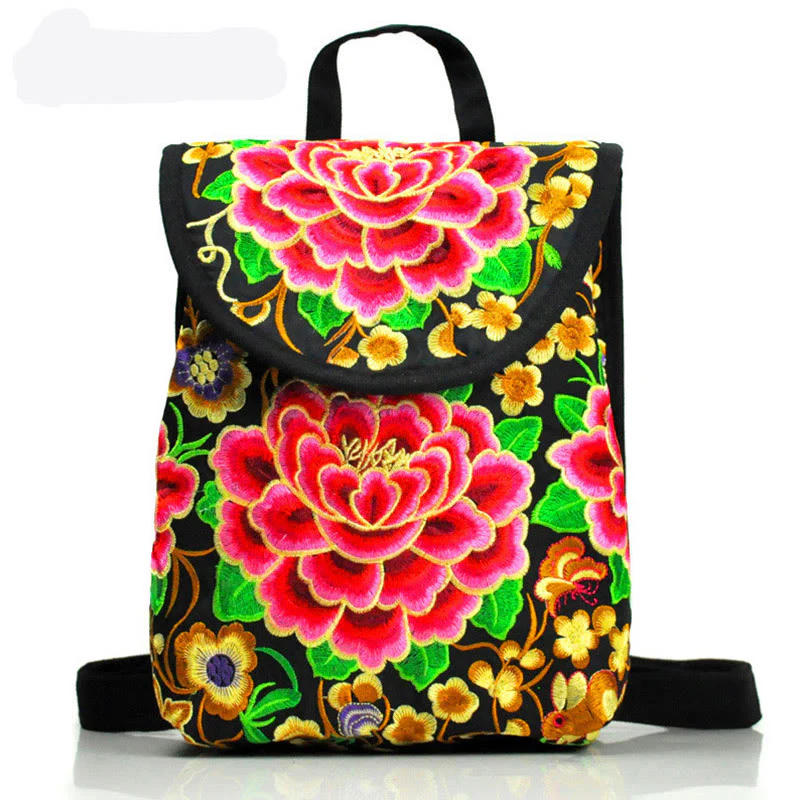 Zaino in tela con ricamo Buddha Stones Peony Chinese Money Tree - Image 2