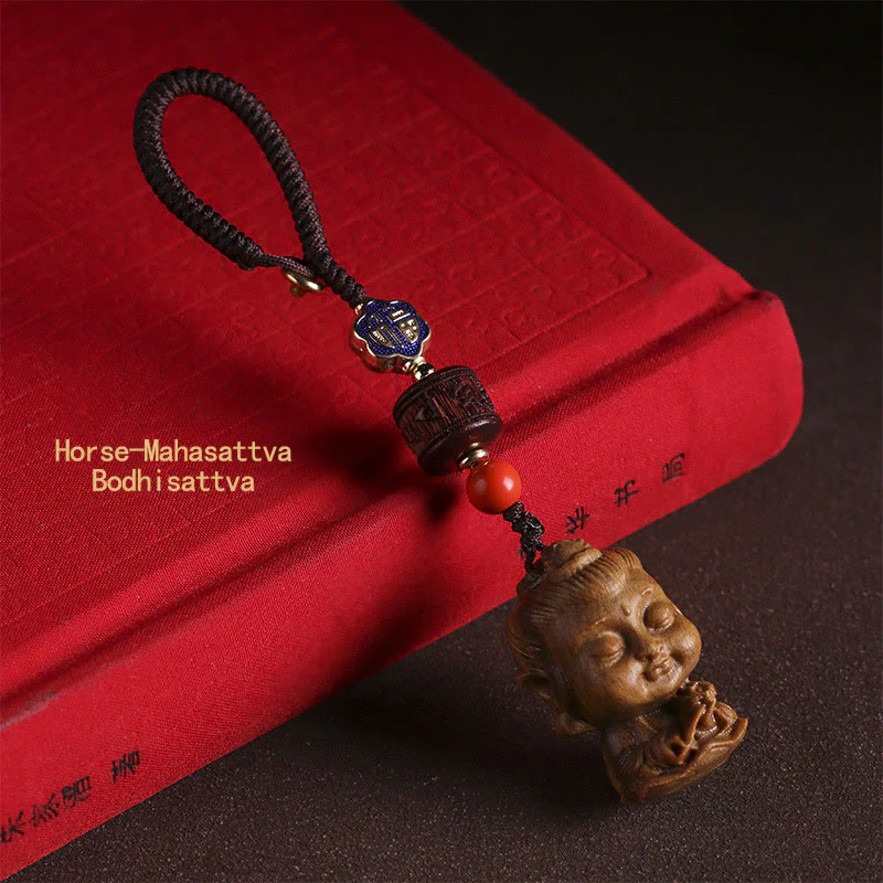 Zodiaco cinese Buddha natale Sandalo verde Om Mani Padme Hum Portachiavi della pace - Image 15