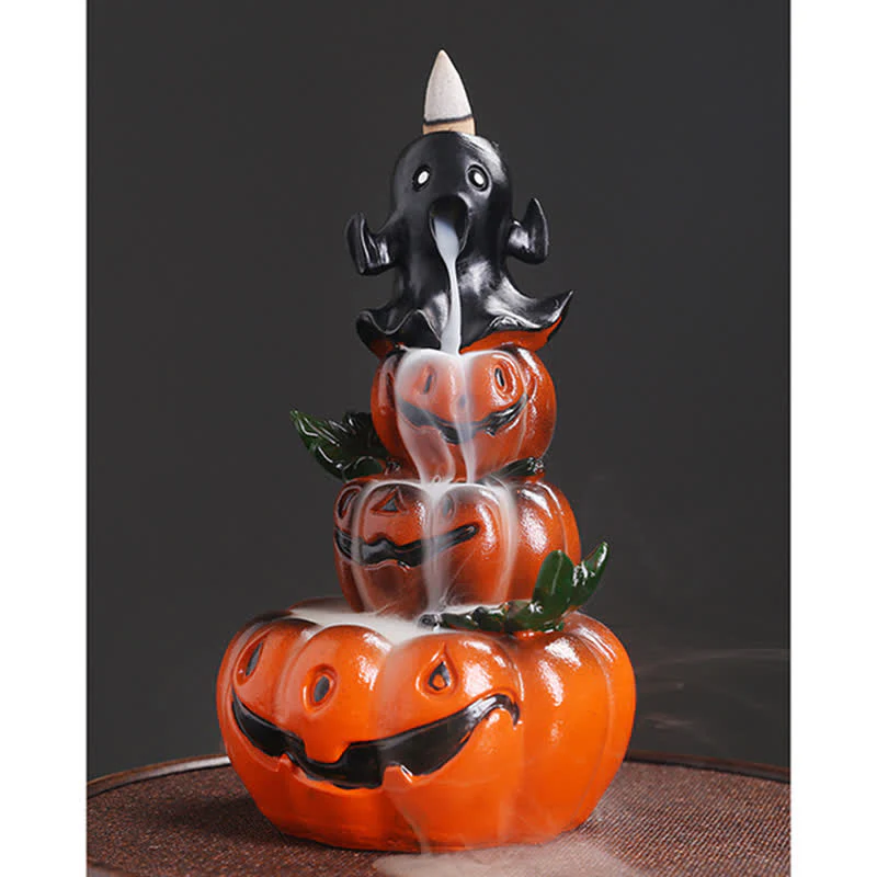 Zucche di Halloween, fantasma, resina, fontana di fumo a riflusso, bruciatore di incenso, decorazione - Image 11